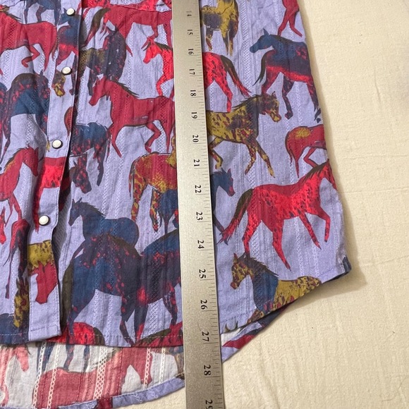 Sundance Womens Sz Med Equestrian Violet Joy Button Up Shirt Western Horse - Picture 6 of 8